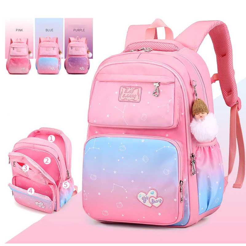 Рюкзак для девочек, нейлоновый, водостойкий, с градиентным небом