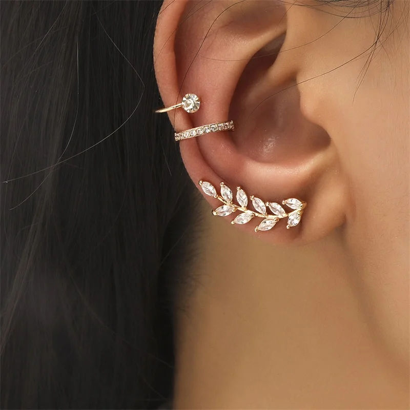

2021 New Trendy Bohemian NO Piercing Crystal Rhinestone Ear Cuff Earrings For Women Girl Adjustable Jewelry Bijoux