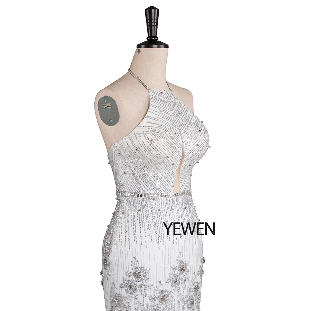 Серебристые вечерние платья с блестками элегантные женские длинные открытой