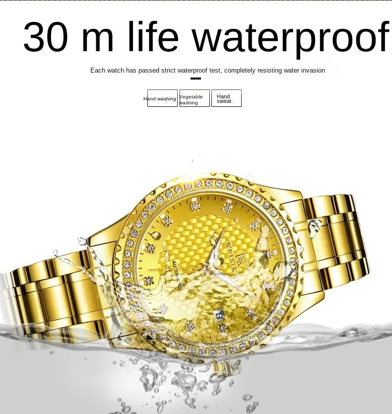 

Swiss counter weskey men's watch with diamond gilt edged mechanical automatic watch waterproof watch men's Watch