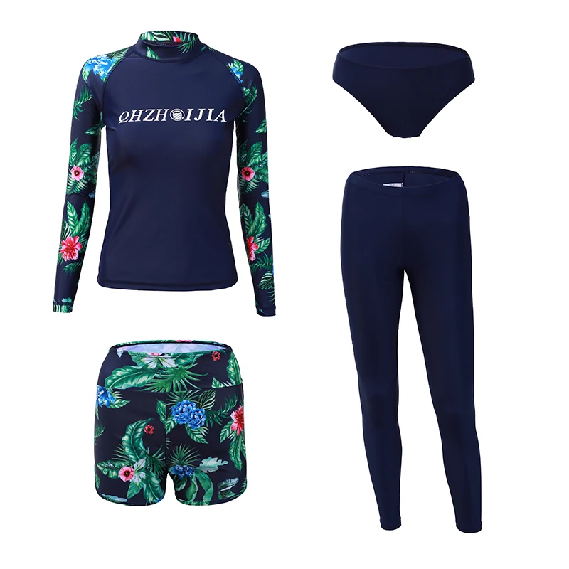 

Rhyme Lady Long Sleeve Rash guard Swimming Suit female sun protection four pieces bathing suit new arrivals dot swimsuit