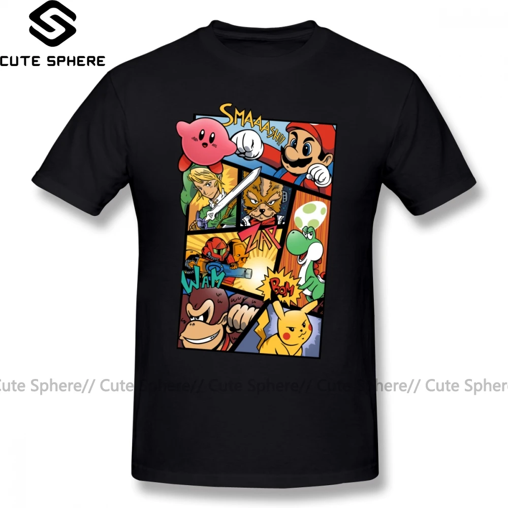 Smash Bros, футболка Dairanto Smash Bros, футболка с коротким рукавом, Мужская футболка, потрясающая, с принтом, негабаритная, хлопковая, уличная футболка