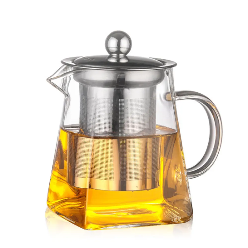 

4 gren Gut Klar Borosilikatglas Teekanne Mit 304 Edelstahl Infuser Sieb Wrme Kaffee Sqaure Tee Topf Werkzeug Wasserkocher set