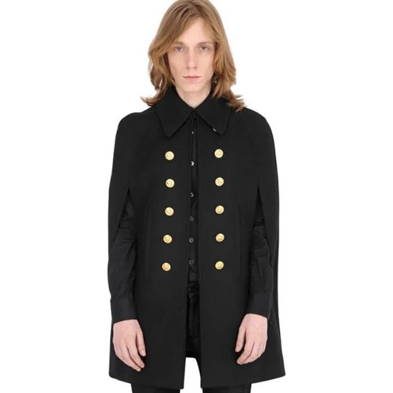 

Autumn and Winter Loose Long Coat Men's New Cloak Cloak Woolen Coat Large Size Woolen Men's Tide Bat Sleeve Wool Coat Mens Coat