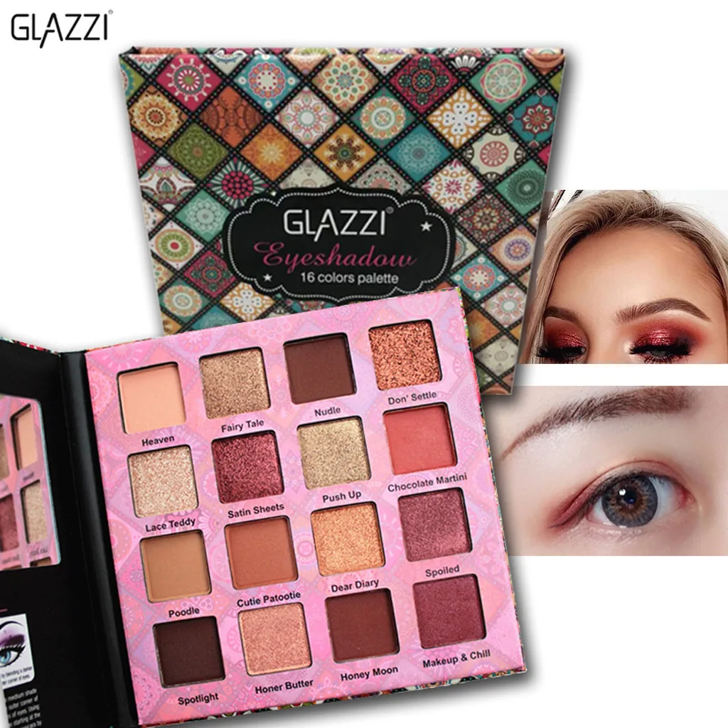 Тени для век Макияж Косметика блестящая палитра мерцание 16 цветов Палитра теней