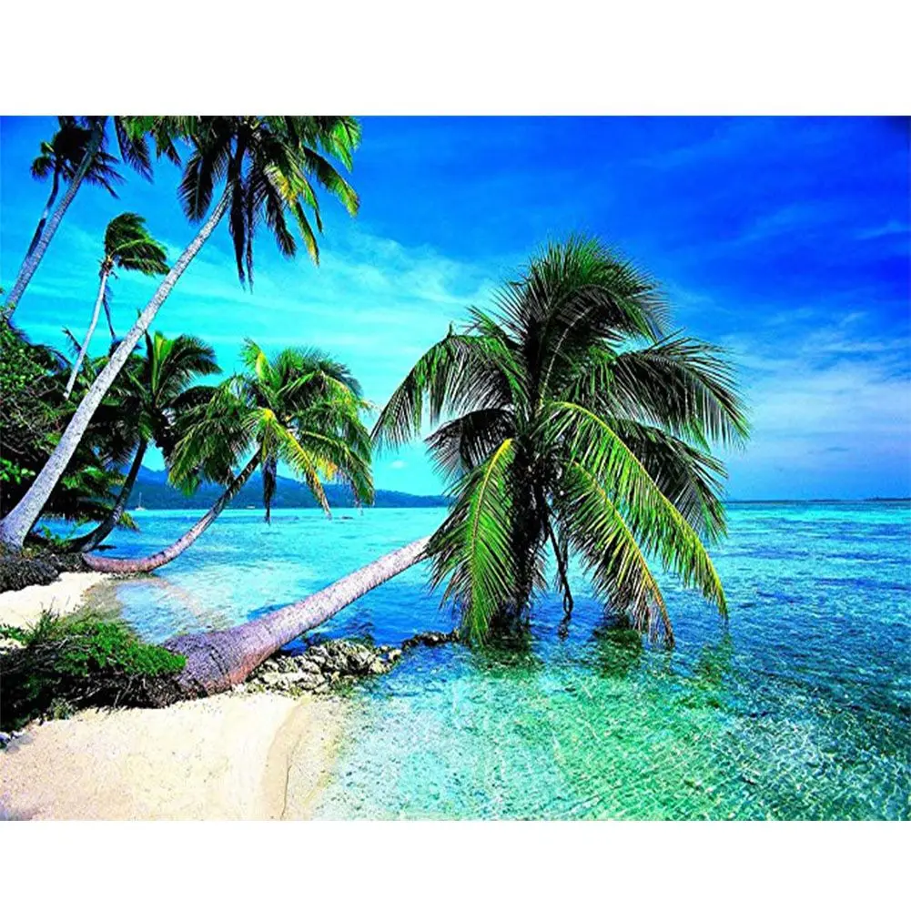 Алмазная живопись закат пейзаж Пляж море 5d мозаика алмазная полная вышивка