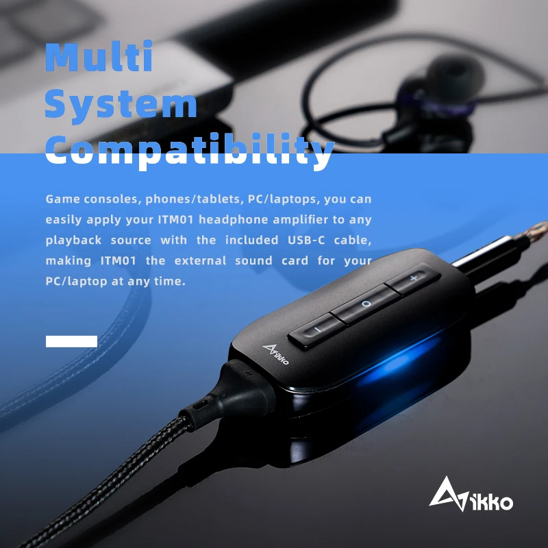 IKKO Zerda ITM01 USB DAC Switch Gaming Sound Card TYPE C to 3.5MM Earphone Hifi Audio Amplifier for Phone PC MAC Cable Adapter