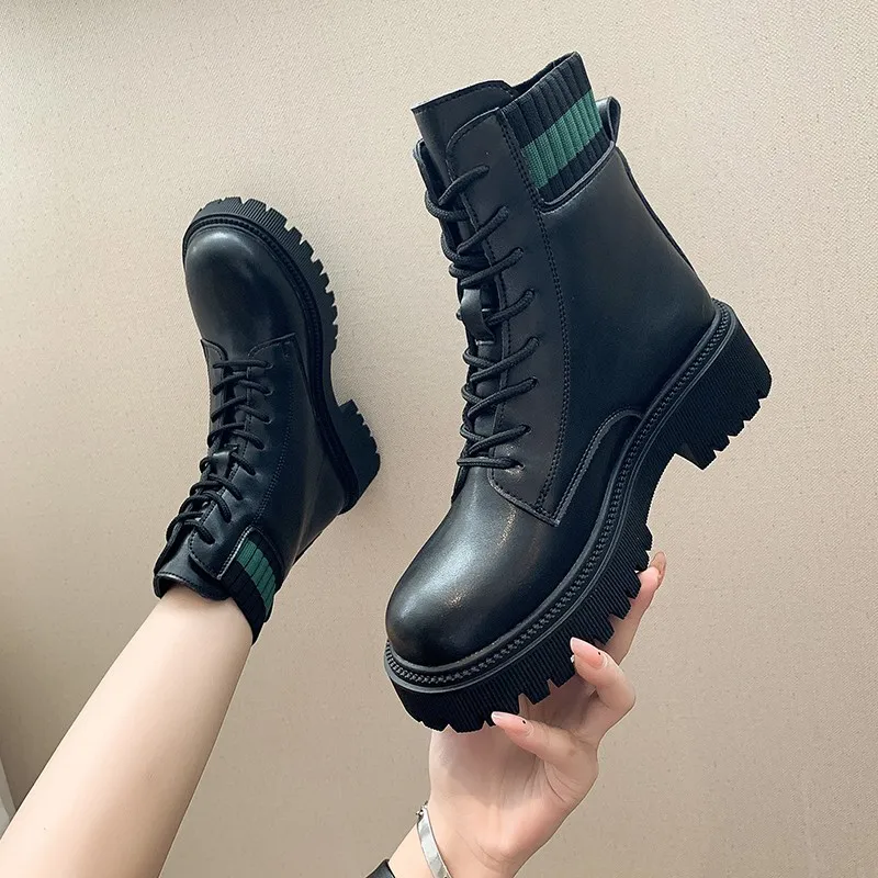 Martin Boots Women's Shoes British Style 2021 New Versatile Thick Bottom Thin Autumn And Winter Velvet Short Boots Fashionable