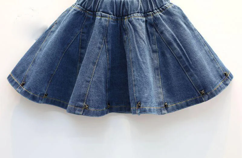 Детская джинсовая юбка с заклепками эффектом потертости|Юбки| |