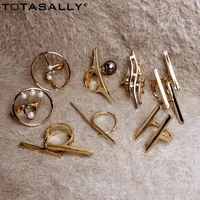 totasally fashion punk finger rings collections golden alloy chic rings sticks circle curve top ring minimalist jewelry dropship