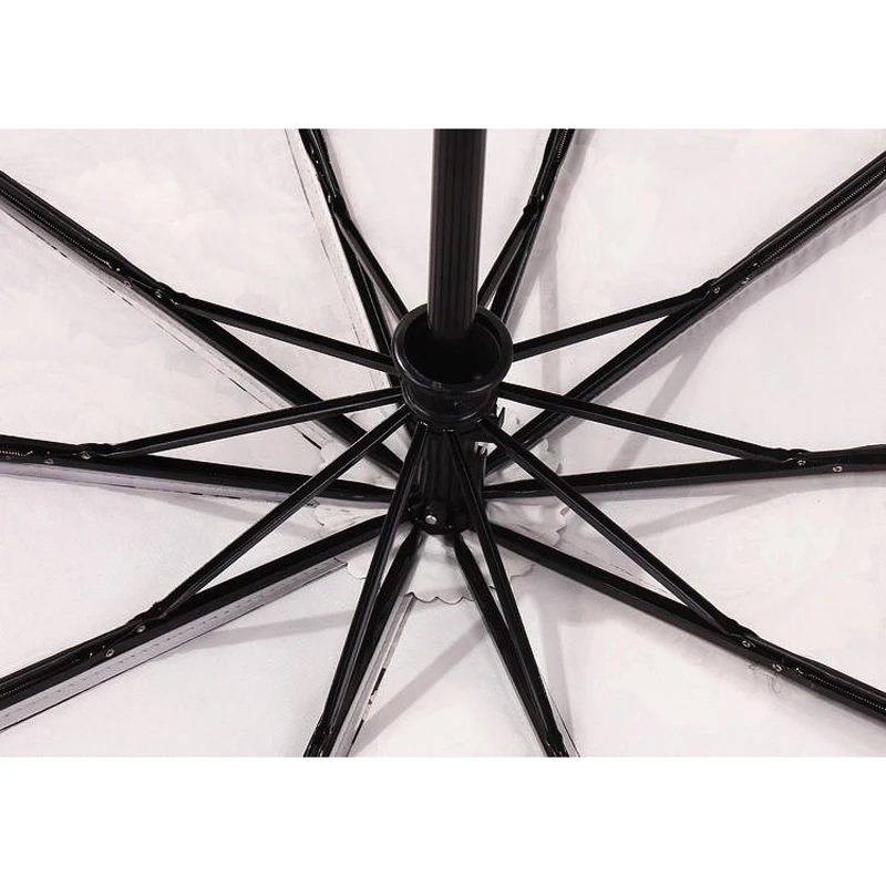 

Creative Ten Bones Automatic Umbrella Vintage three fold rose oil painting Anti-UV Rain Sunshine Windproof Women Umbrellas
