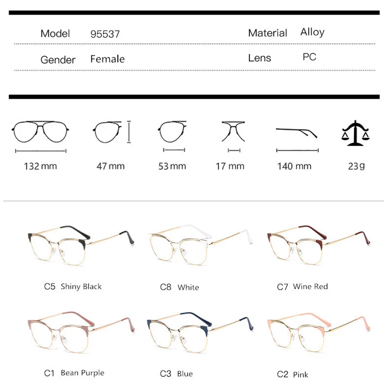 Оптические оправы для очков кошачий глаз ретро металлический сплав близорукости