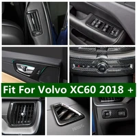 carbon fiber look dashboard instrument gauge head lights switch door bowl cover trim for volvo xc60 2018 2021 accessories
