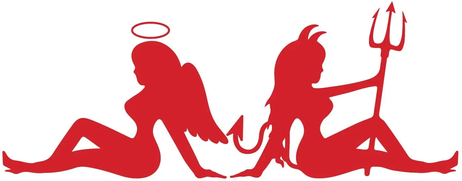 

Sexy Angel and Devil Girl Silhouette Naughty and Nice Vinyl Decal Sticker Car Window Bumper Premium Quality UV Resistant Decor