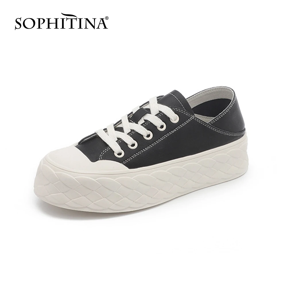 

Женские спортивные туфли SOPHITINA, повседневные универсальные туфли из натуральной кожи, на платформе, с переплетением, плоская подошва, FO751