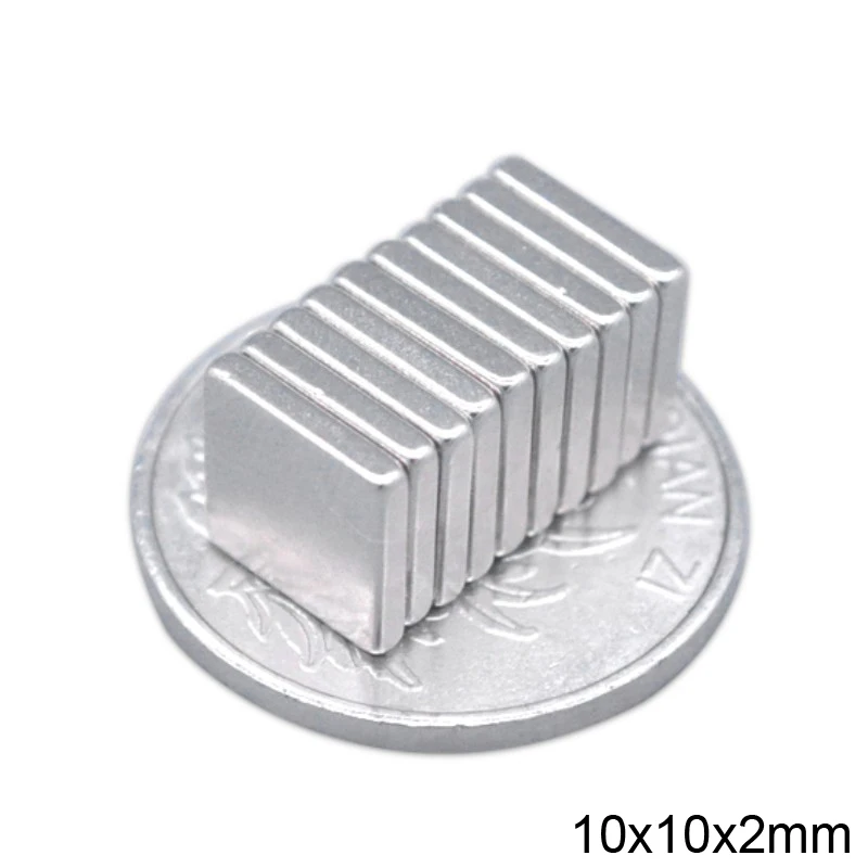 

20/50/100/200/500pcs F 10x10x2 mm N35 Strong Square NdFeB Rare Earth Magnet 10*10*2 mm Neodymium Magnets 10mm x 10mm x 2mm