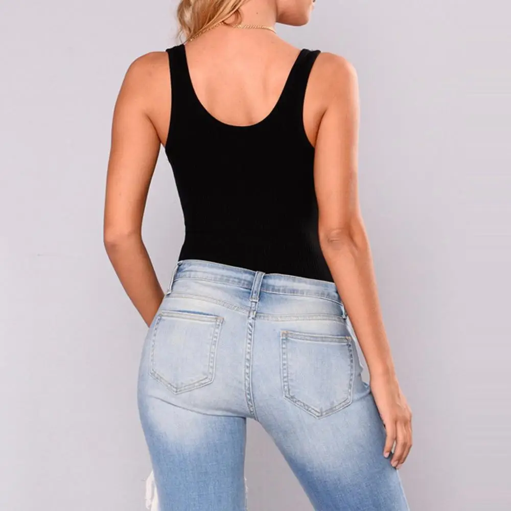 Соблазнительный Модный женский комбинезон на бретельках однотонный трико без