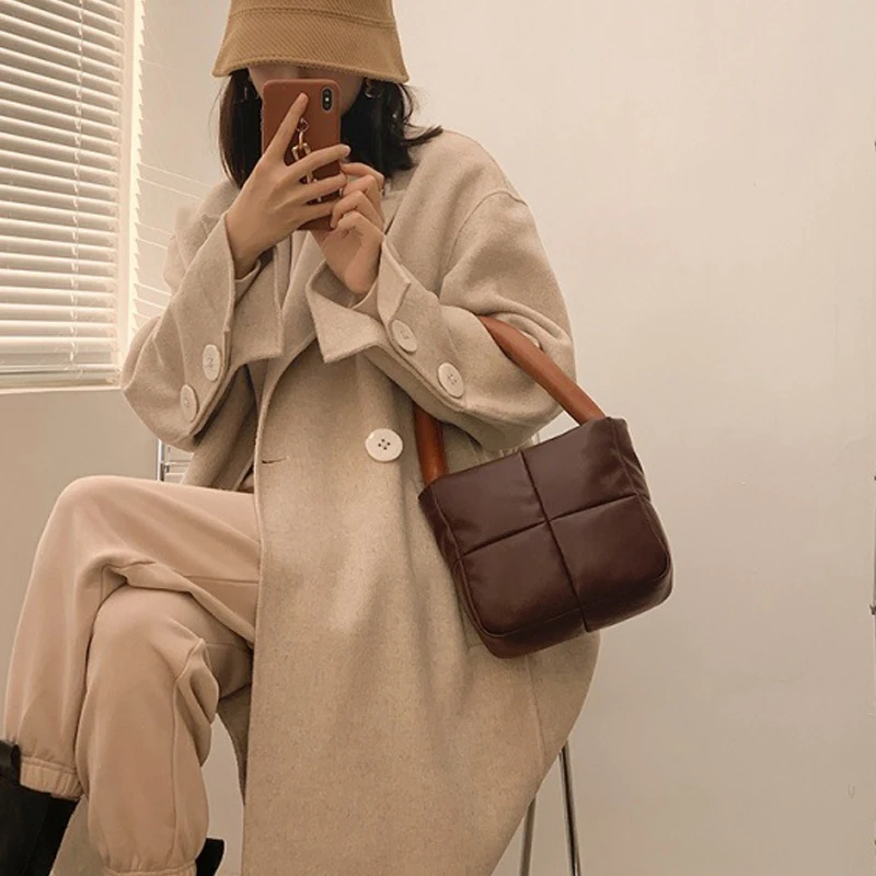 

Handbag Fashion Stitching Niche Design Space Cotton Bag Rhomboid Shoulder Bag Female Fashion Bags Ladies Luxury Bags 2021