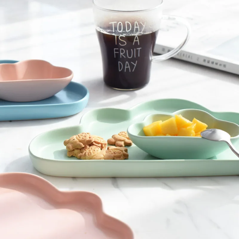 2 шт. 4 керамическая цветная тарелка с облаками фарфоровая дождевой поддон