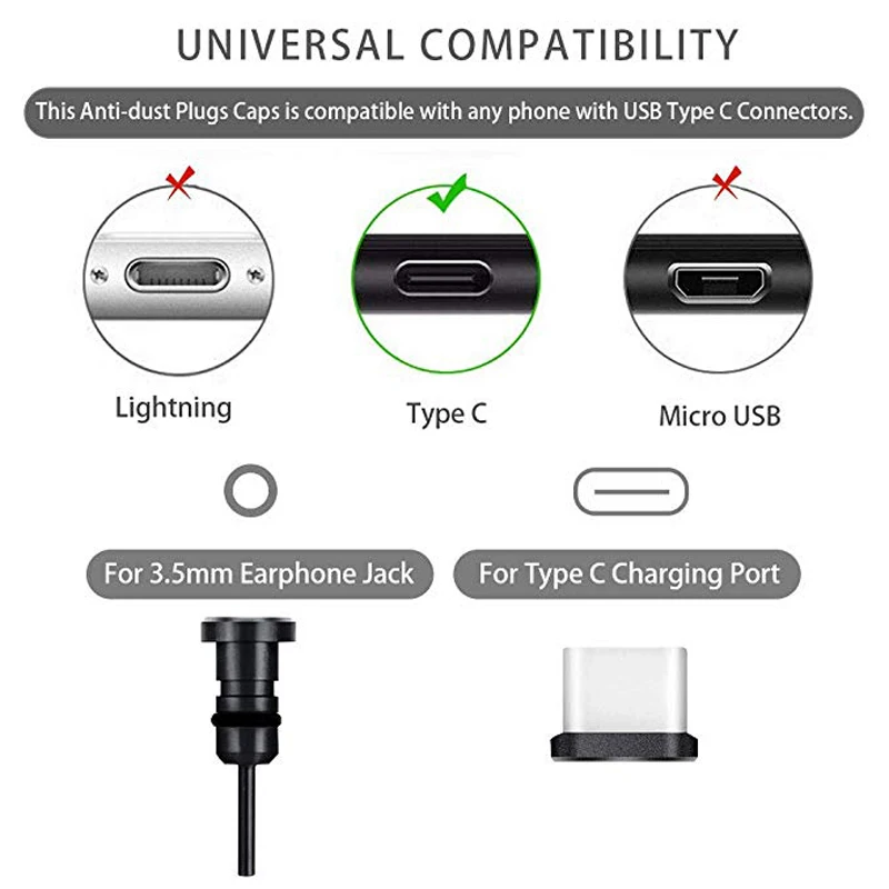 Защитные Заглушки от пыли с usb-портом, с крышкой для наушников, 2 пары, чехол с защитой от пыли для смартфона, защита от пыли-3