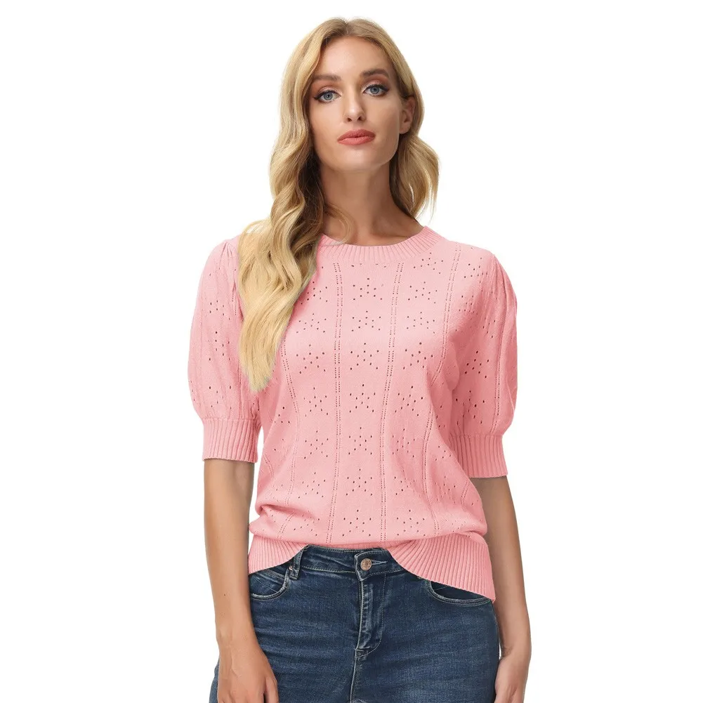 Женский короткий кардиган с рукавами-фонариками V-образным вырезом