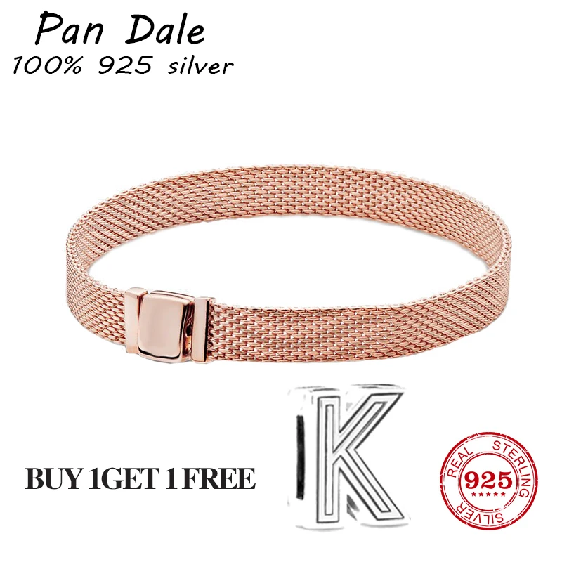 

Original logo authentic 100% 925 sterling silver pan charm chain bracelet for women fashion temperament jewelry snake bracelet