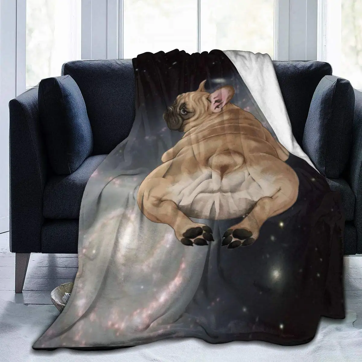 

French Bulldog Butt Looking Back Flannel Fleece Blanket, Super Soft Micro-Velvet Blanket, Super Soft Hypoallergenic Plush Bed
