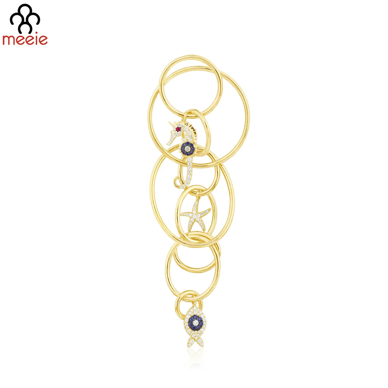 Meeie 925 Sterling Silver Charm Jewelry June New Drill Multi-Ring Long Temperament Earrings Female Single Senior Personality | Украшения и