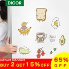 Милые Мультяшные Наклейки на стены с едой для украшения кухни, холодильника, самоклеющиеся виниловые наклейки на окна Водонепроницаемая Наклейка на стену