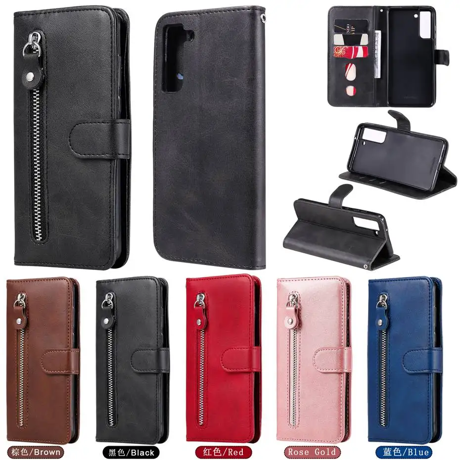 Кожаный чехол на молнии для Samsung Galaxy S21 S20 Ultra S10 S9 S8 Plus бумажник с откидной крышкой