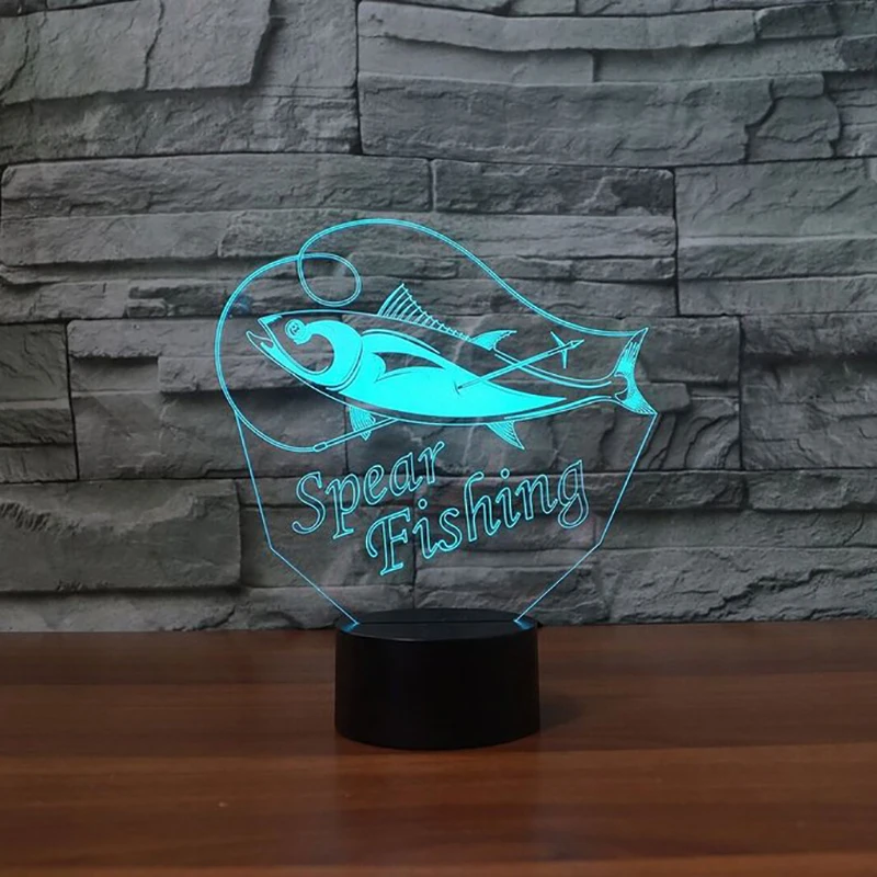 Рыболовли ловильный крючок 3D светодиодный RGB Ночной светильник 7 цветов Change
