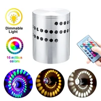 rgb spiral hole led wall light effect wall lamp with remote controller colorful wandlamp for party bar lobby ktv home decoration