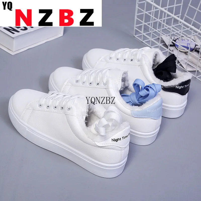 

Women Sneakers 2022 Breathble Vulcanized Shoes Women Pu Leather Platform Shoes Women Lace Up Casual Shoes White Plus Velvet