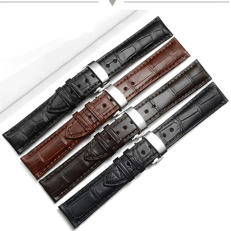 

FUYIJIA Custom SENATOR Strap Butterfly Buckle Crocodile Skin Watchbands Men Women Genuine Alligator Watch Band 20MM 22MM Belt 19