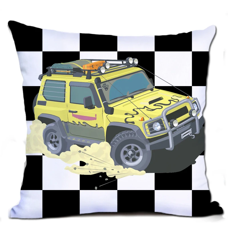 Наволочка для подушки с мультяшным принтом автомобиля 45x45 см из полиэстера