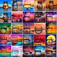 5d diamond painting diy cup landscape full circle diamond painting mosaic cross stitch home decoration holiday gift