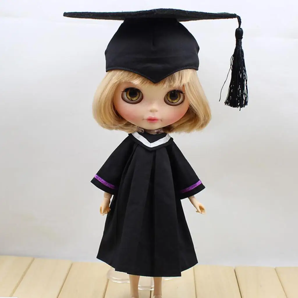 

Fashion Black Academic Dress Dress with Trencher for 12 '' Blythe Doll Costume