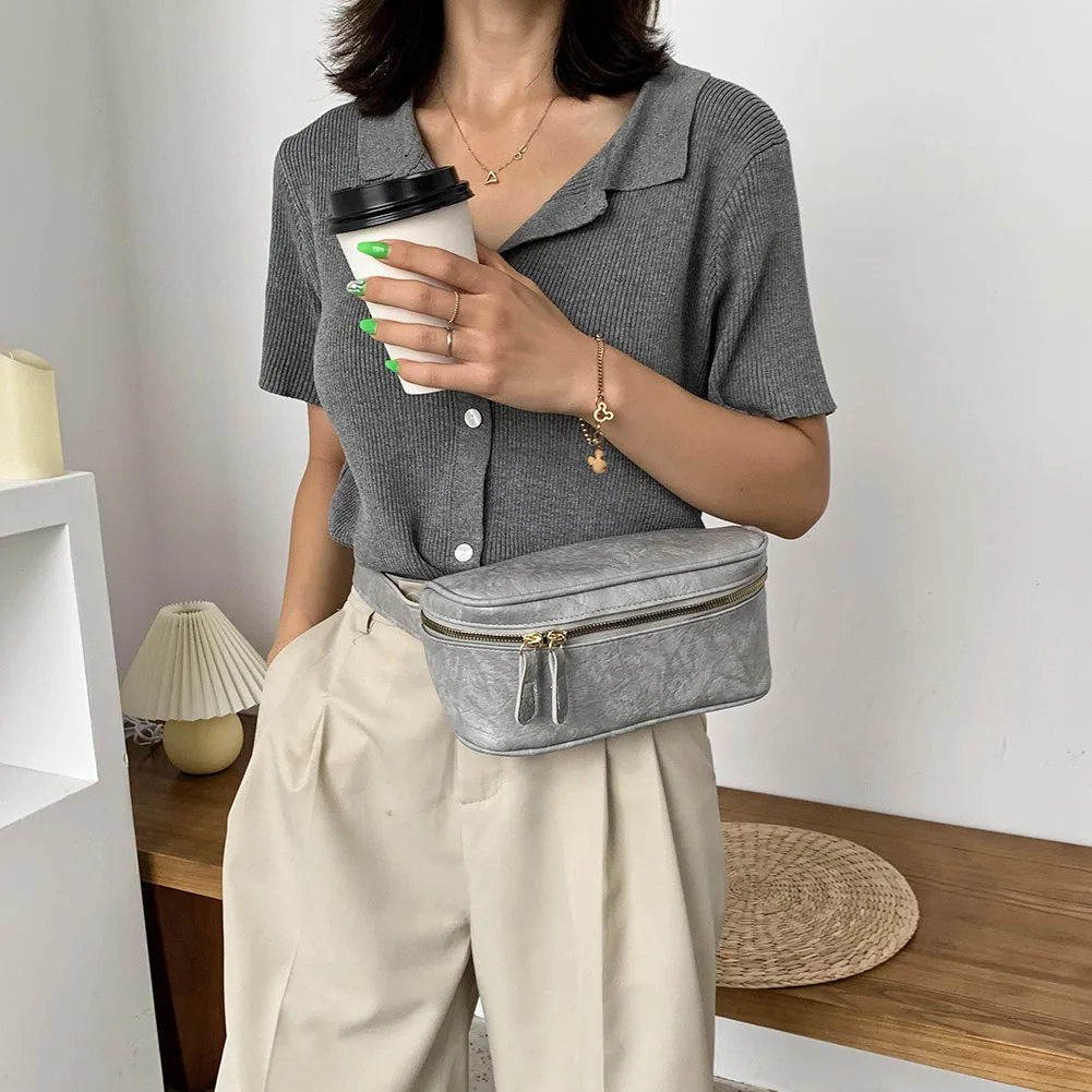 Модная однотонная нагрудная сумка женские Поясные Сумки из искусственной кожи