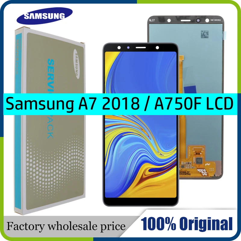 

ЖК-дисплей 6,0 ''Super AMOLED для Samsung Galaxy A7 2018 A750 SM-A750F A750F, ЖК-дисплей с сенсорным экраном в сборе, сменная деталь