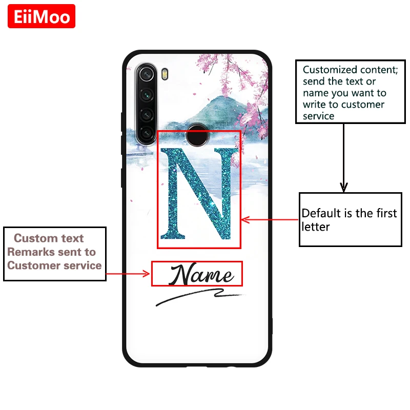 Чехол EiiMoo для Xiaomi Redmi Note 11 10S 11T 9S 8 7 6 5 5A 4 4X 9 K20 S2 Y2 Pro чехол сделай сам с именем цветов