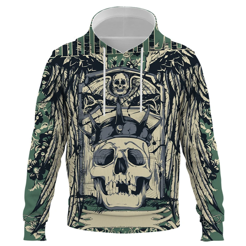 Мужские худи с абстрактным рисунком черепа и 3D принтом уличная одежда осенняя