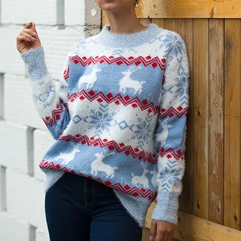 Свитер женский вязаный с длинным рукавом красный розовый | Женская одежда