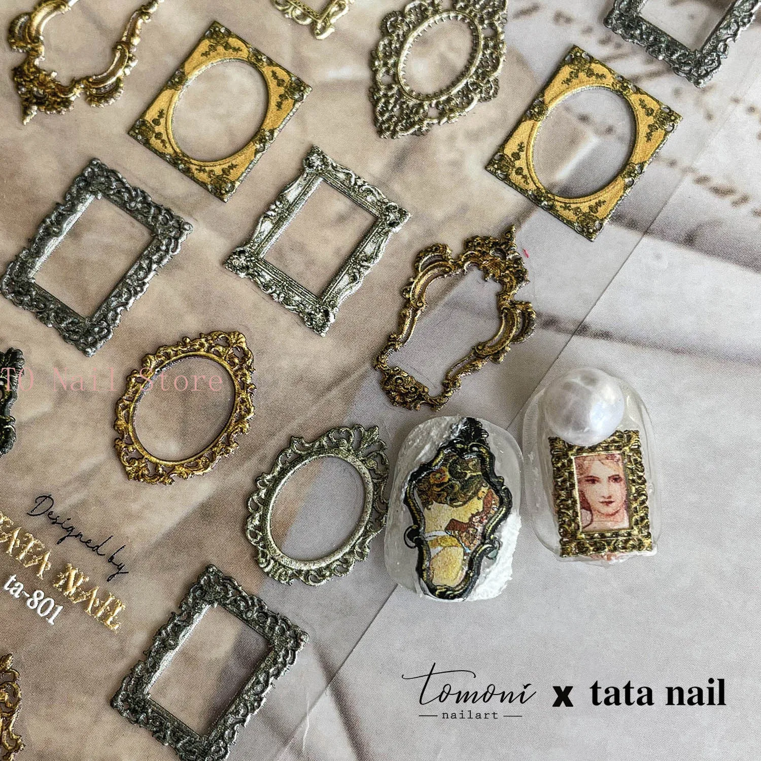 

1PCS new nail art stickers ta802 thin tough master cooperation Japanese nail art stickers adhesive nail stickers white Bohemia