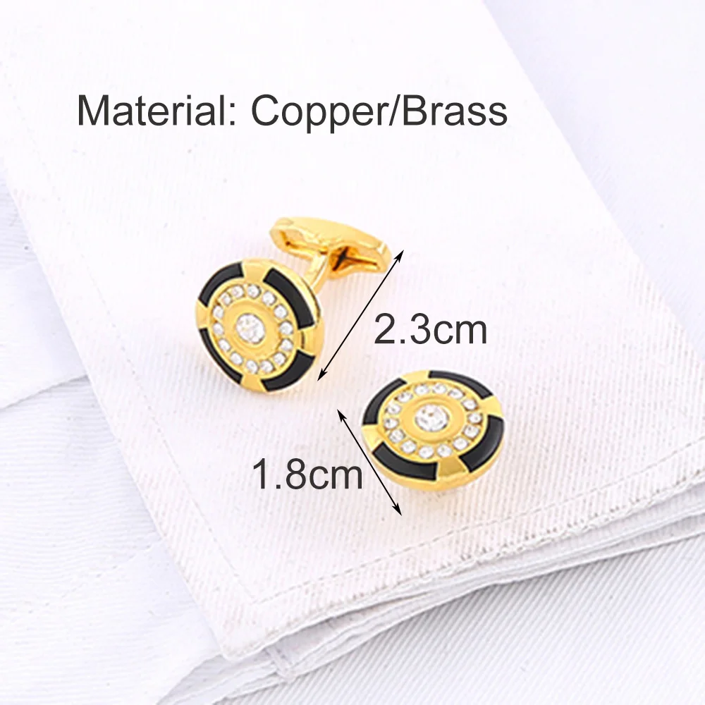 

Men's Jewelry Brand Crystal Round Cufflinks Wholesale Buttons Designer High Quality Shirt Cuff link for Mens Free Shipping