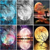 5d paint with diamond embroidery moon night tree diamond painting full square round resin scenery picture of rhinestone wall art