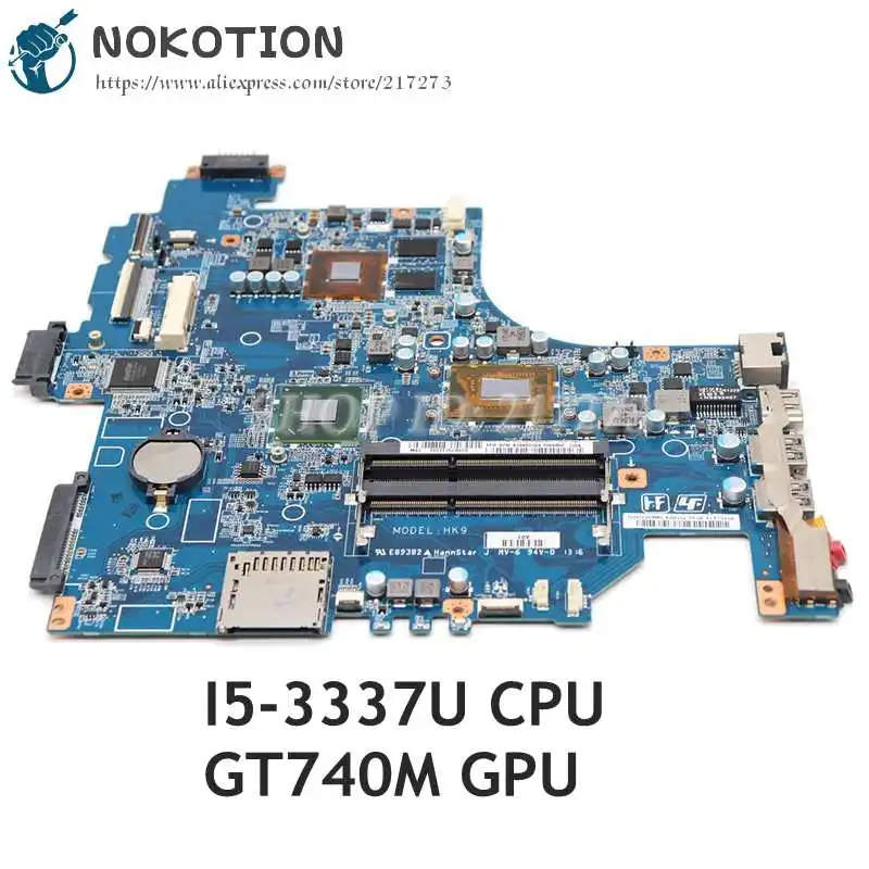 

NOKOTION A1945016A A1945015A DA0HK9MB6D0 For SONY Vaio SVF15 SVF152 Laptop Mothebroard SR0XL I5-3337U CPU GT740M graphics