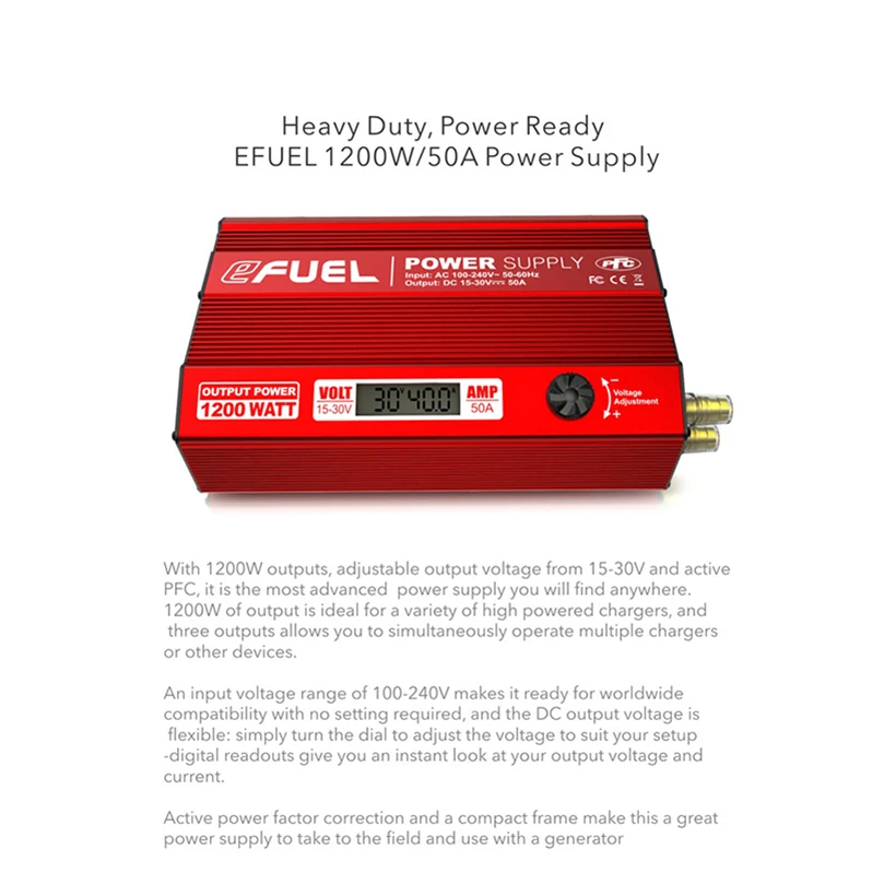 

SKYRC eFuel 50A 1200W Regulated Power Supply 15-30V Switching AC Charger Power Supply LCD PSU High Power High Output