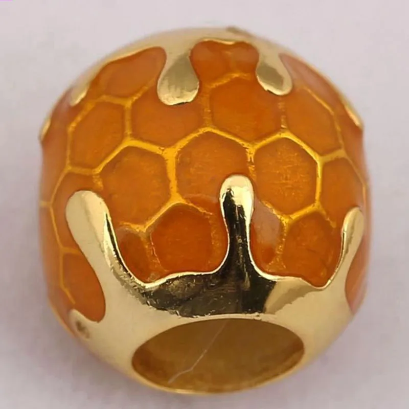 

Original 925 Sterling Silver Bead New Gold Honeycomb Beads Fit Pandora Women Bracelet & Necklace Diy Jewelry