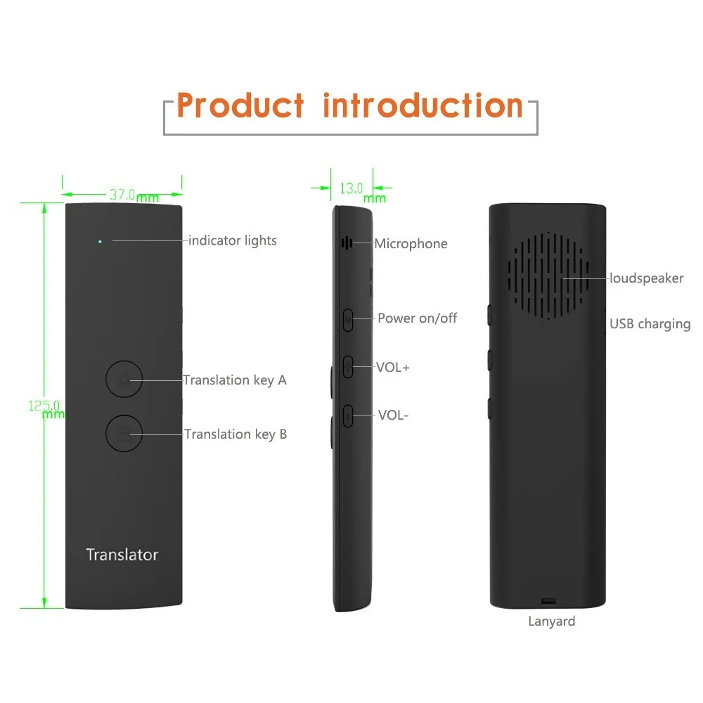 T6 Portable Intelligent Voice Translator real-time two-way voice translator 30 multilingual translation learning travel | Электроника