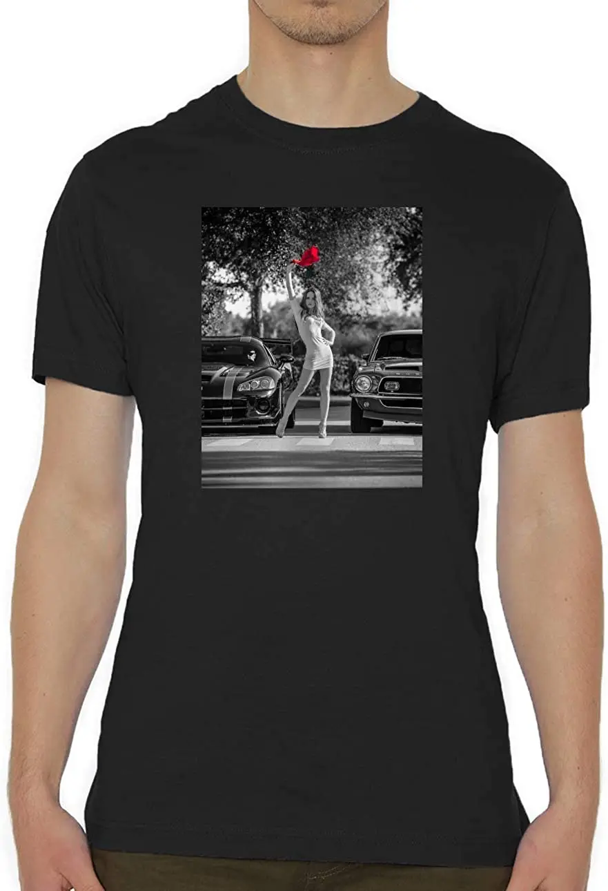 

Street Race Girl and a red Bandana Giving Start Crew Neck Men's T-Shirt New Summer 2020 Cotton Breathable Short Sleeve Tshirt